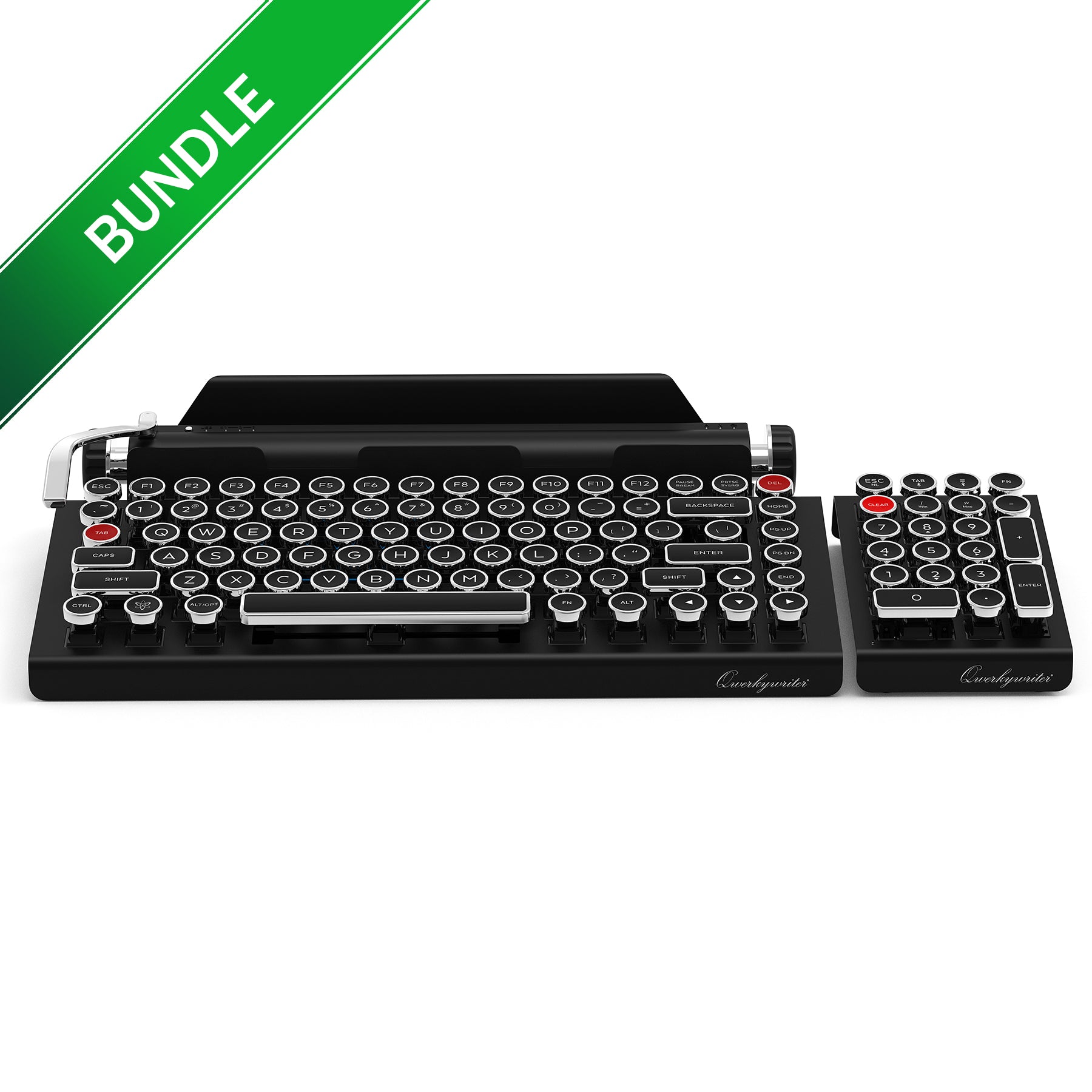 BUNDLE BLACK CHROME QWERKYWRITER® + NUMKEY NUMPAD + WRIST REST
