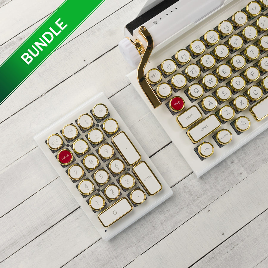 BUNDLE WHITE GOLD QWERKYWRITER® US + NUMKEY + WRIST REST