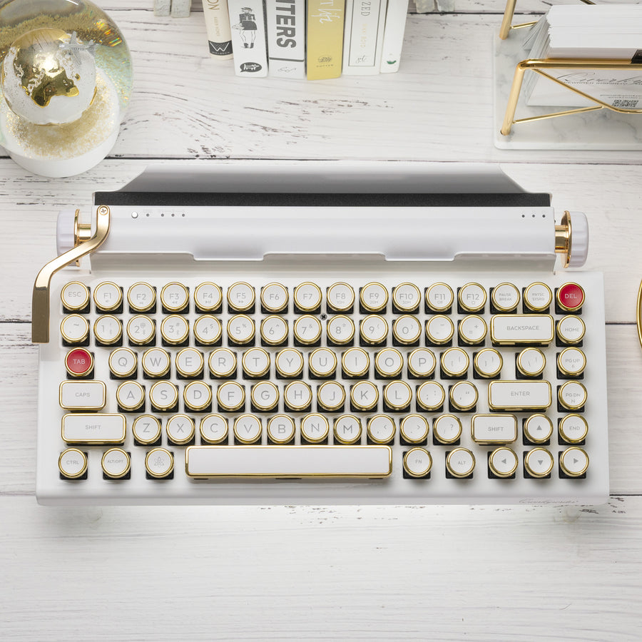 BUNDLE WHITE GOLD QWERKYWRITER® US + NUMKEY + WRIST REST