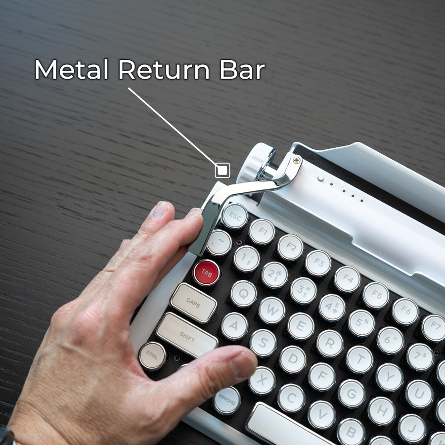 Limited White Chrome Premium Aluminum Typewriter Keyboard QWERKYWRITER 2 Hand Assembled