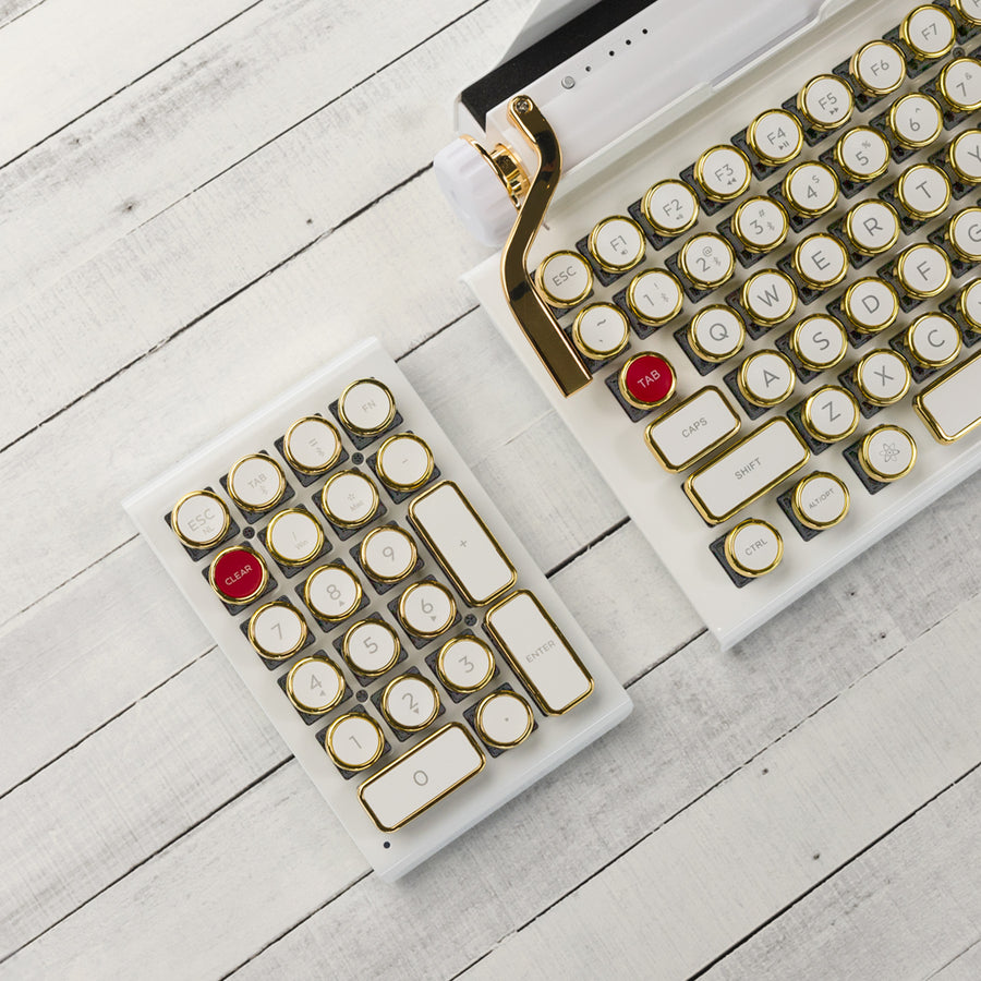 BUNDLE WHITE GOLD QWERKYWRITER® US + NUMKEY + WRIST REST