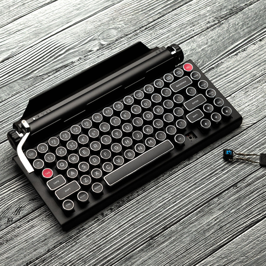 QWERKYWRITER 2 BLACK CHROME Next Gen Hot Swap Tri Mode Typewriter Keyboard