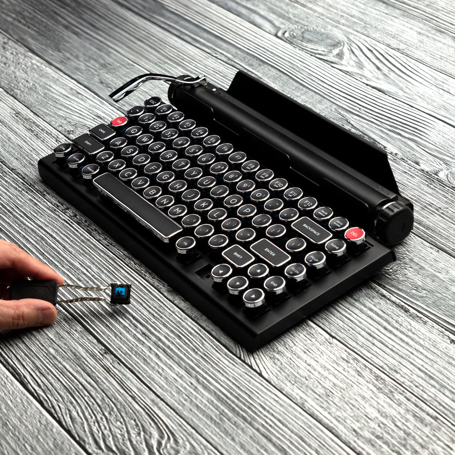QWERKYWRITER 2 BLACK CHROME Next Gen Hot Swap Tri Mode Typewriter Keyboard
