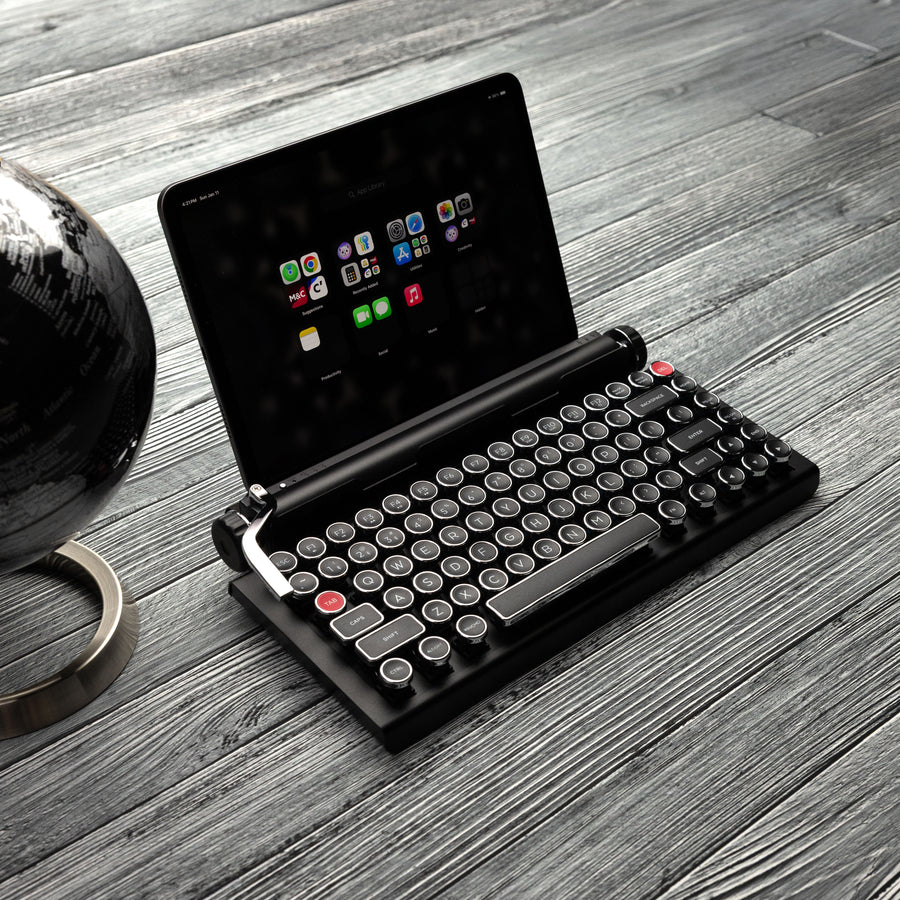 QWERKYWRITER 2 BLACK CHROME Next Gen Hot Swap Tri Mode Typewriter Keyboard