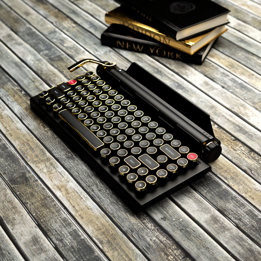 QWERKYWRITER 2 BLACK GOLD Next Gen Hot Swap Tri Mode Typewriter Keyboard