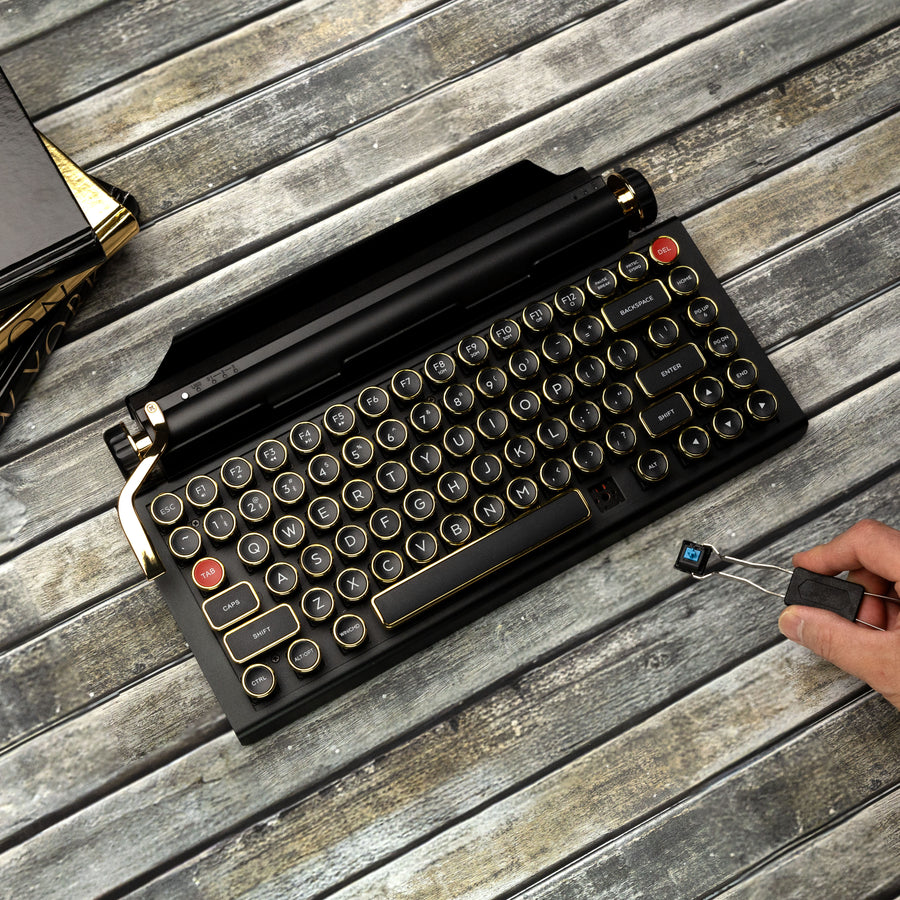 QWERKYWRITER 2 BLACK GOLD Next Gen Hot Swap Tri Mode Typewriter Keyboard