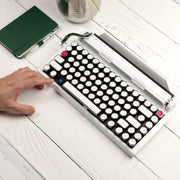 QWERKYWRITER 2 LIMITED WHITE CHROME Next Gen Hot Swap Tri Mode Typewriter Keyboard
