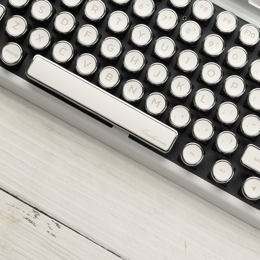 QWERKYWRITER 2 LIMITED WHITE CHROME Next Gen Hot Swap Tri Mode Typewriter Keyboard