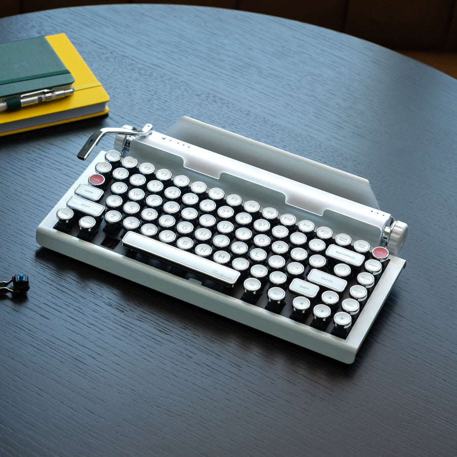 Limited White Chrome Premium Aluminum Typewriter Keyboard QWERKYWRITER 2 Hand Assembled