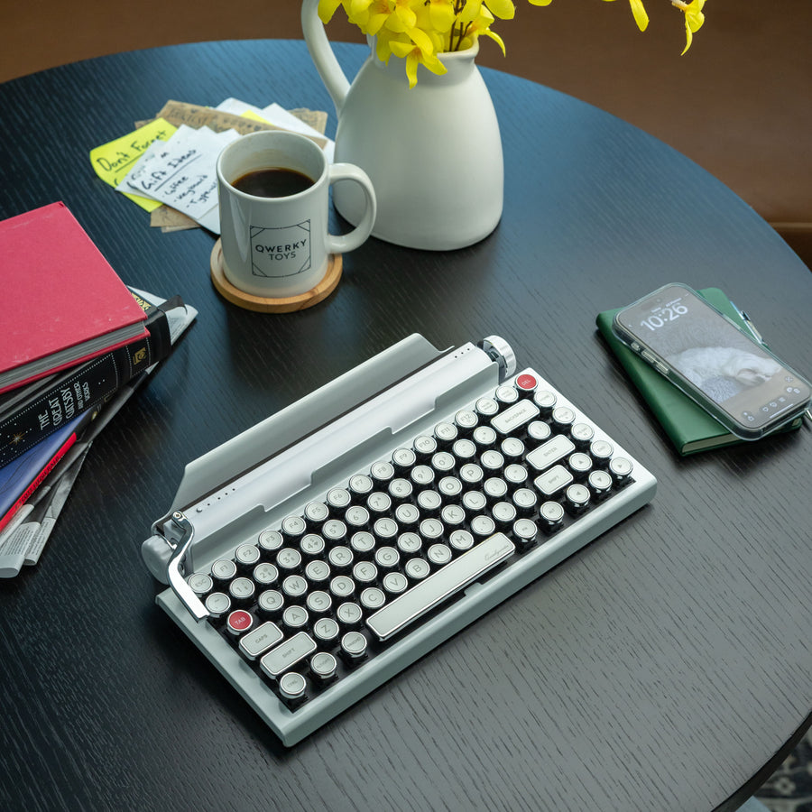 Limited White Chrome Premium Aluminum Typewriter Keyboard QWERKYWRITER 2 Hand Assembled