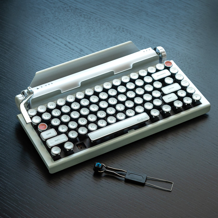 Limited White Chrome Premium Aluminum Typewriter Keyboard QWERKYWRITER 2 Hand Assembled