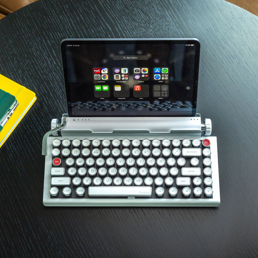 Limited White Chrome Premium Aluminum Typewriter Keyboard QWERKYWRITER 2 Hand Assembled