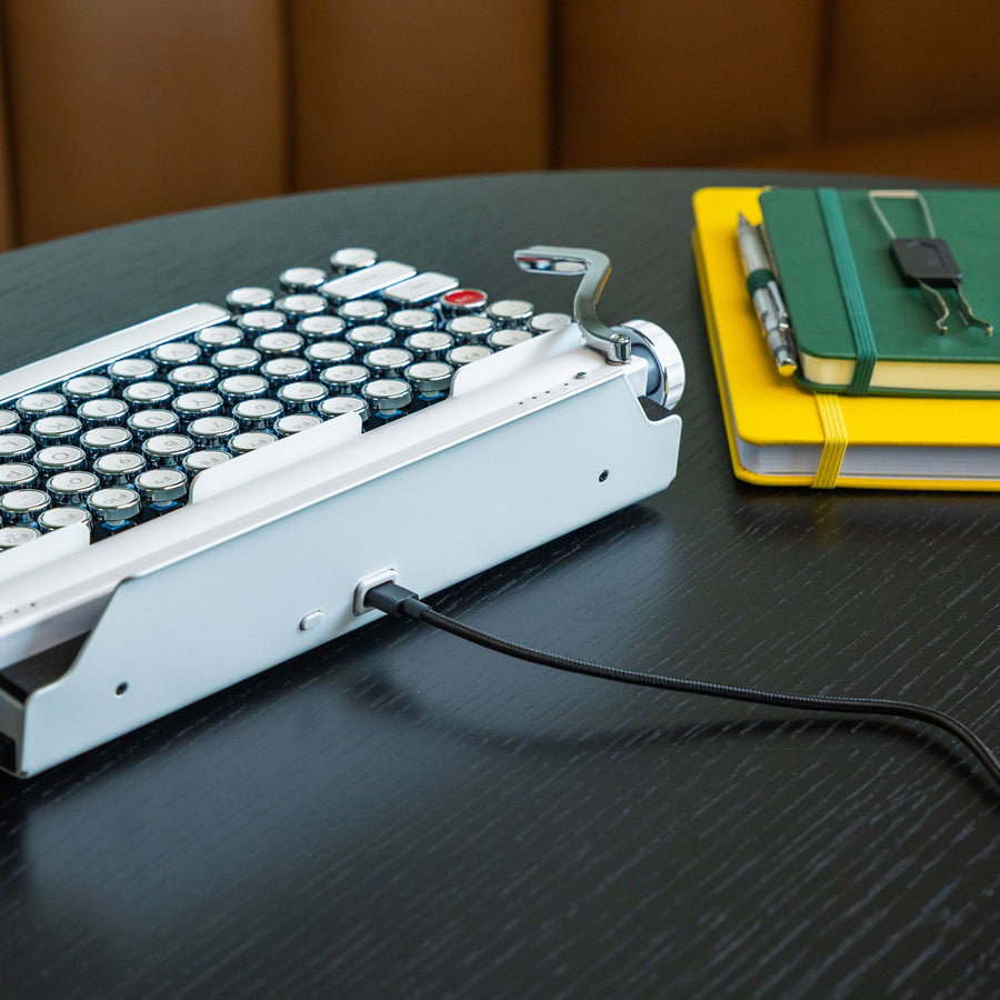 Limited White Chrome Premium Aluminum Typewriter Keyboard QWERKYWRITER 2 Hand Assembled
