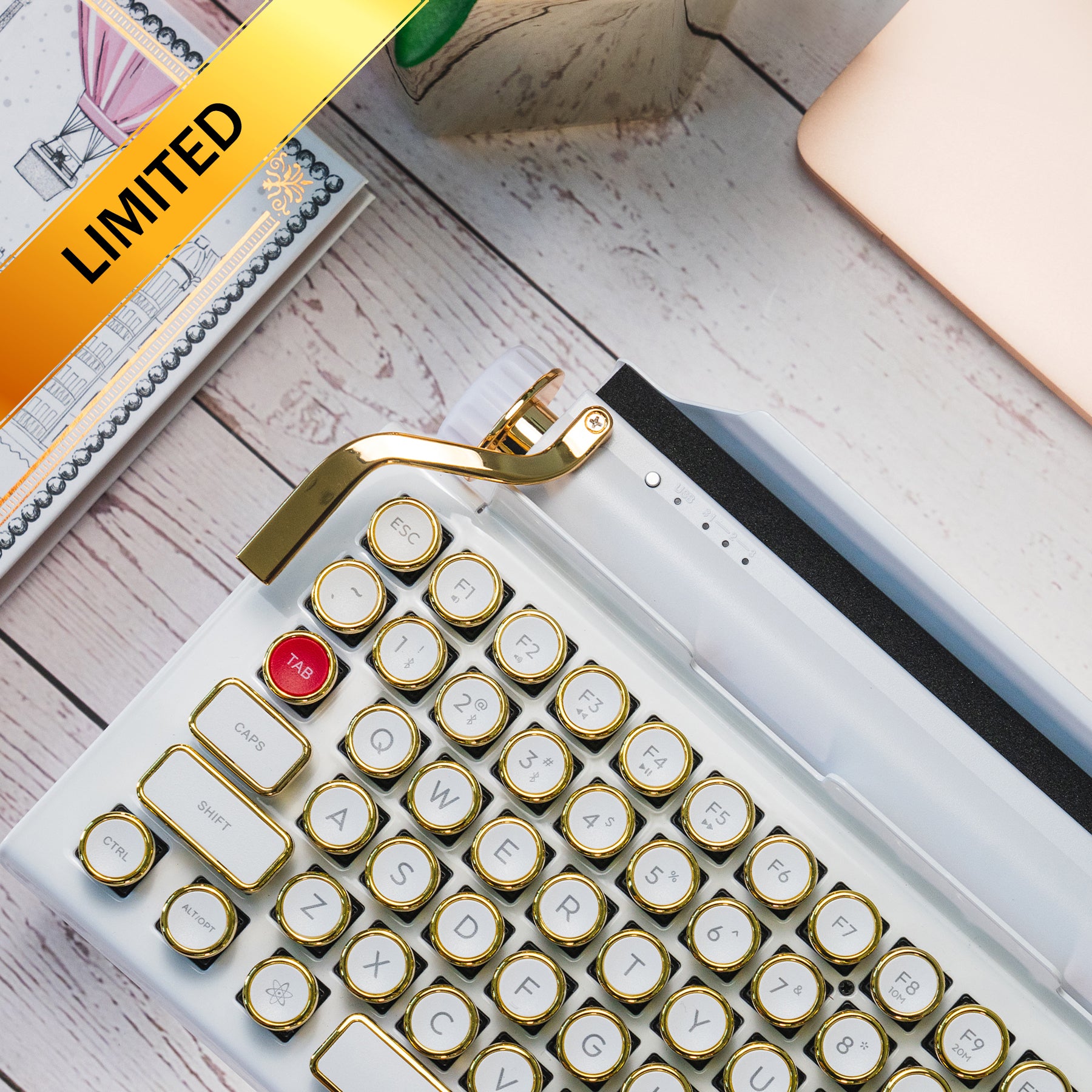 WHITE GOLD SIGNATURE QWERKYWRITER® US LAYOUT LIMITED RELEASE