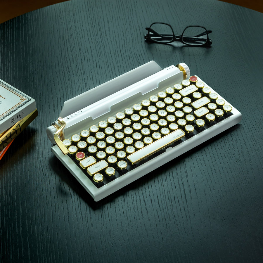 Limited White Gold Premium Aluminum Typewriter Keyboard QWERKYWRITER 2 Hand Assembled