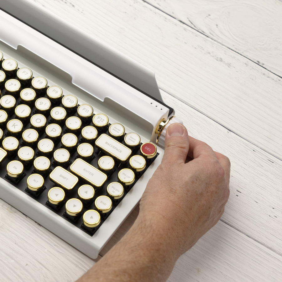 QWERKYWRITER 2 LIMITED WHITE GOLD Next Gen Hot Swap Tri Mode Typewriter Keyboard
