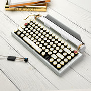 QWERKYWRITER 2 LIMITED WHITE GOLD Next Gen Hot Swap Tri Mode Typewriter Keyboard