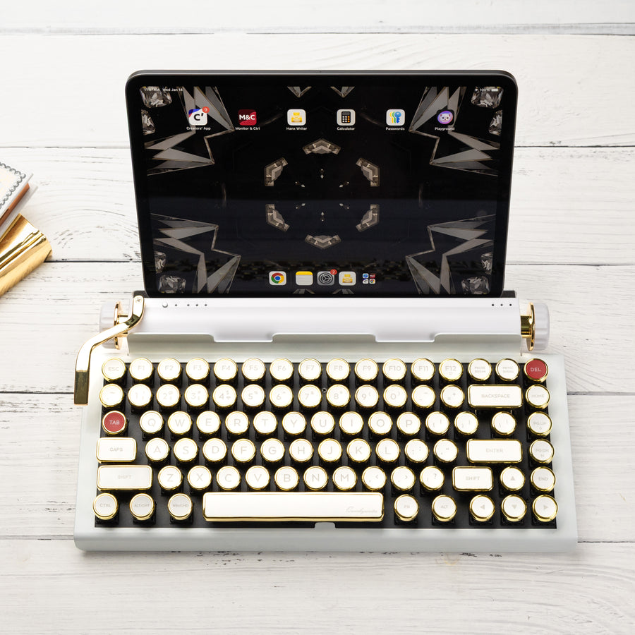 Limited White Gold Premium Aluminum Typewriter Keyboard QWERKYWRITER 2 Hand Assembled