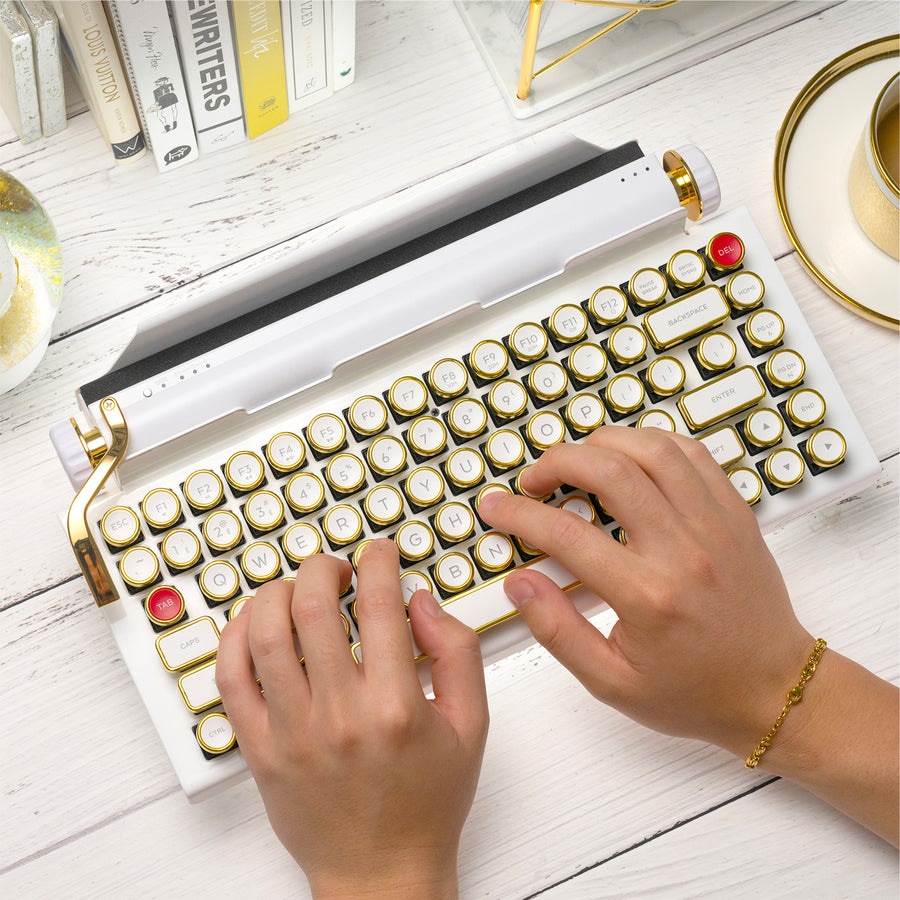 WHITE GOLD SIGNATURE QWERKYWRITER® US LAYOUT LIMITED RELEASE