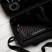 Qwerkywriter typewriter keyboard best in class premium all aluminum body in black chrome interior first gen carrying case US ANSI layout