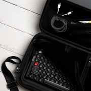 Qwerkywriter typewriter keyboard best in class premium all aluminum body in black chrome interior first gen carrying case US ANSI layout