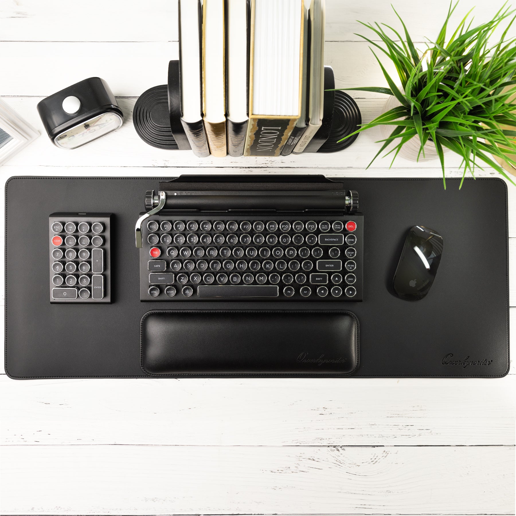 Qwerkywriter typewriter keyboard best in class premium all aluminum body official black desk mat with desk setup US ANSI layout