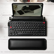 Qwerkywriter typewriter keyboard best in class premium all aluminum body in black chrome with Ipad and black wrist rest US ANSI layout