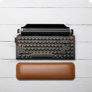 Qwerkywriter typewriter keyboard best in class premium all aluminum body in black gold with brown wrist rest US ANSI layout