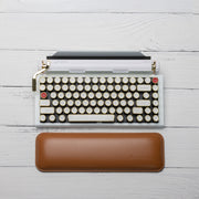 Qwerkywriter typewriter keyboard best in class premium all aluminum body in white gold with brown wrist rest US ANSI layout
