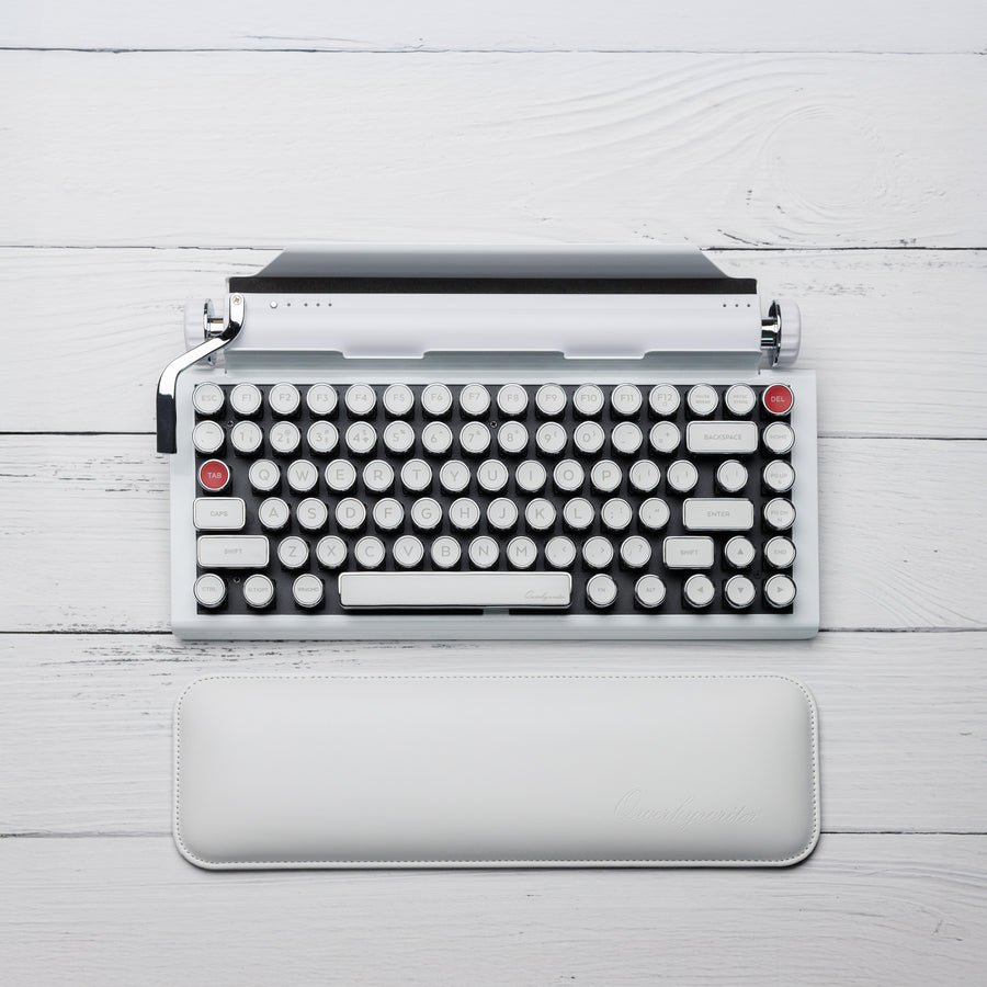 Qwerkywriter typewriter keyboard best in class premium all aluminum body white wrist rest US ANSI layout