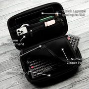 Qwerkywriter typewriter keyboard best in class premium all aluminum body in black chrome diagram callout interior second gen carrying case US ANSI layout