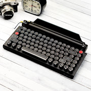 Qwerkywriter typewriter keyboard best in class premium all aluminum body in black chrome with a camera and a clock US ANSI layout