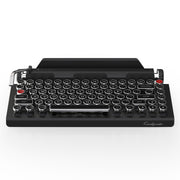Qwerkywriter typewriter keyboard best in class premium all aluminum body in black chrome on white background US ANSI layout